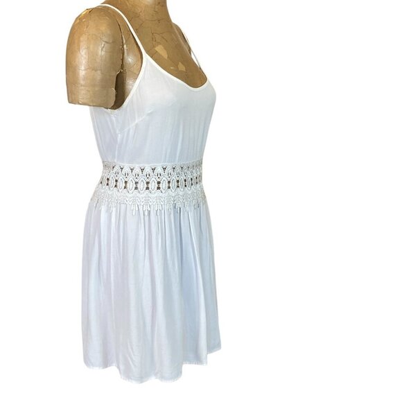 SOLEMIO Mini Dress Lace Waistband Sz M White #346C - Picture 2 of 8